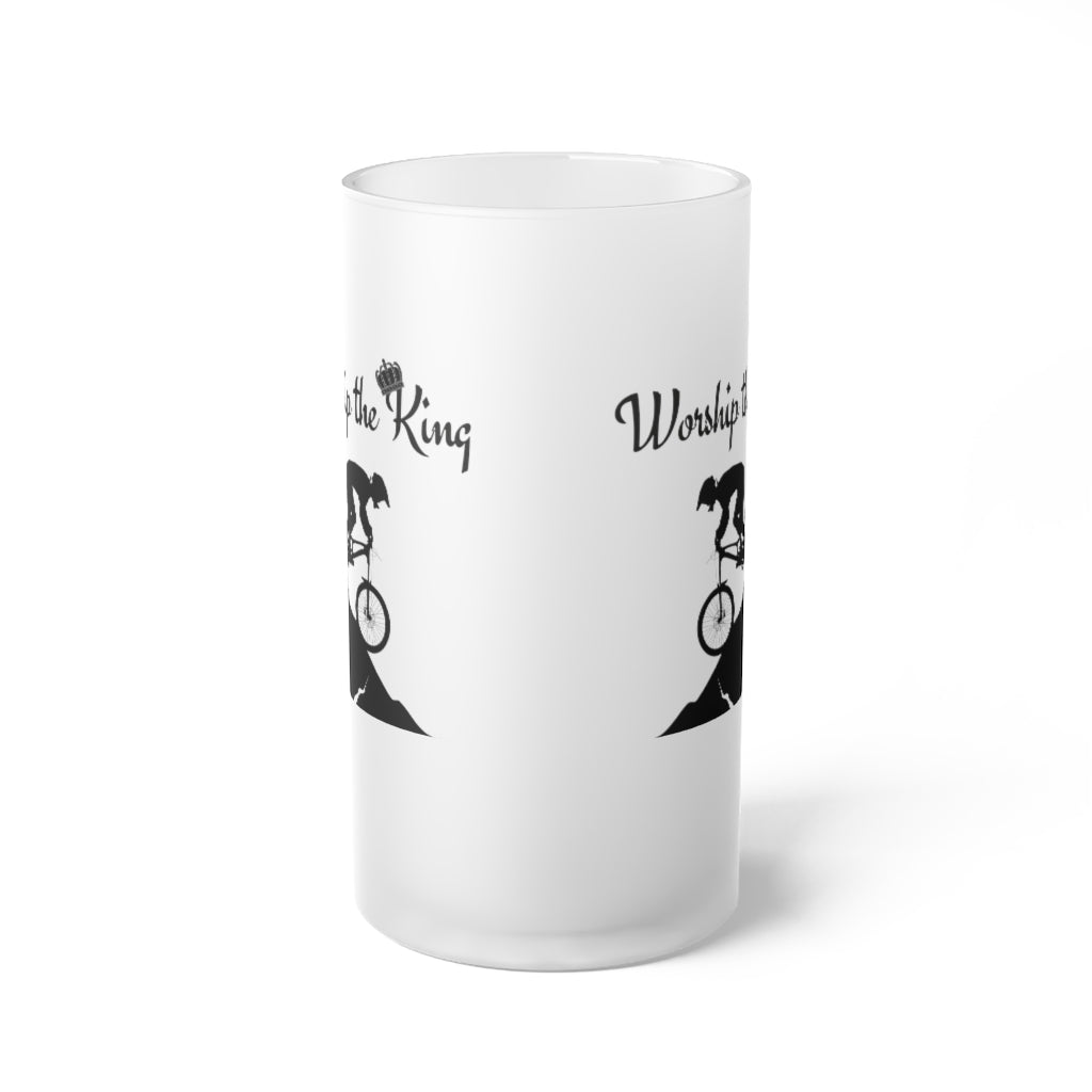 Worship the King (KOM) Frosted Glass Beer Mug