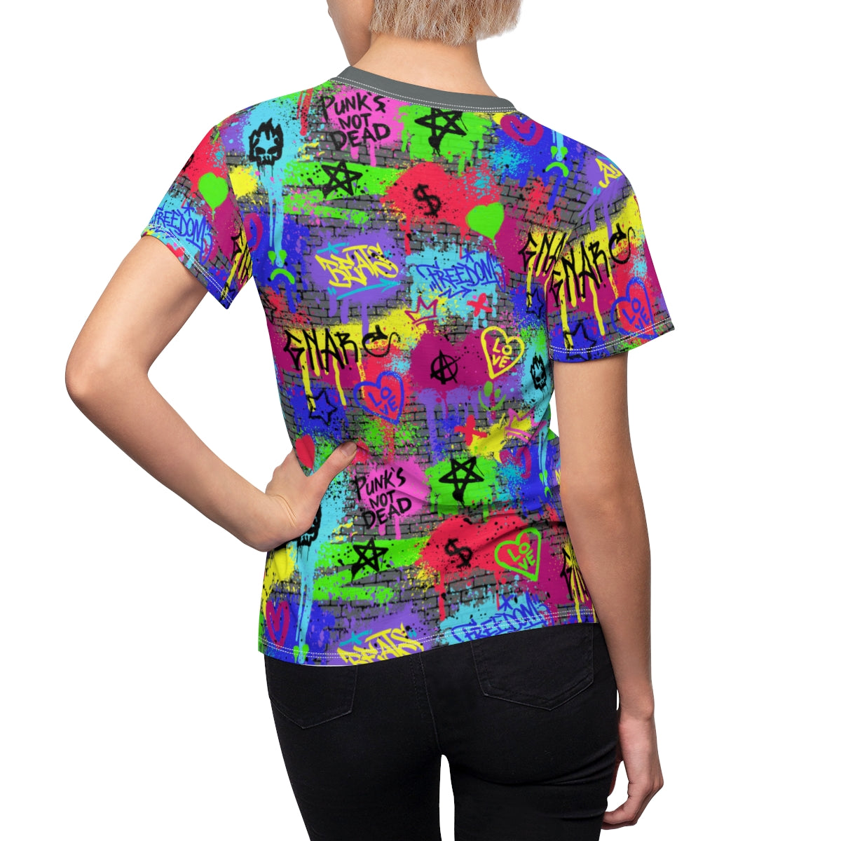 Women's All Over Print - Grafitti - Lightweight Short Sleeve Activewear Shirt - Moisture Wicking - Quick Dry