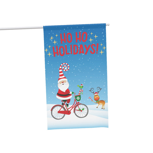 Ho Ho Holidays Cycling Santa House Banner Flag