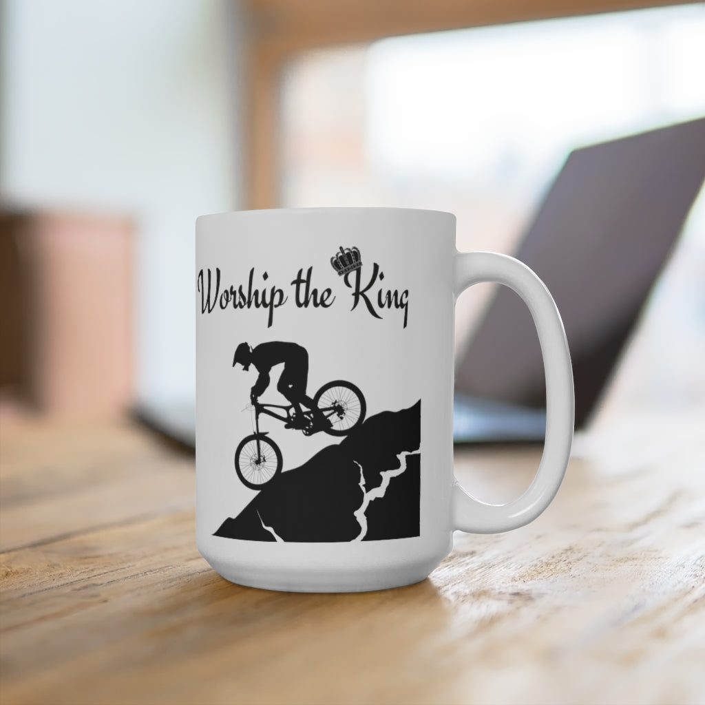 Worship the King - KOM - Mountain Biking - Ceramic Mug 15oz