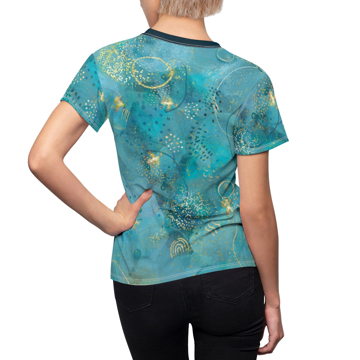 Women's All Over Print Lux Bubbles Lightweight Short Sleeve Activewear Shirt - Moisture wicking - Quick Dry