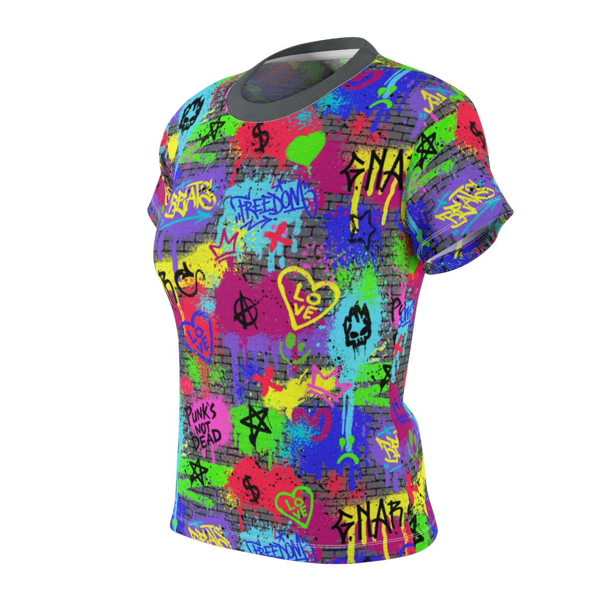 Women's All Over Print - Grafitti - Lightweight Short Sleeve Activewear Shirt - Moisture Wicking - Quick Dry