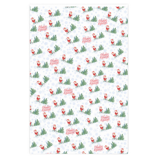 Happy Holidays Cycling Santa Wrapping Paper