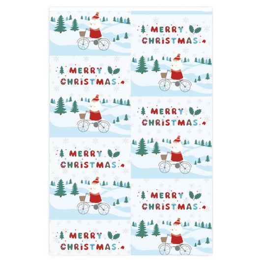Merry Christmas Cycling Kitty Wrapping Paper