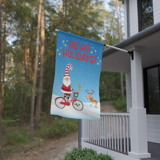 Ho Ho Holidays Cycling Santa House Banner Flag