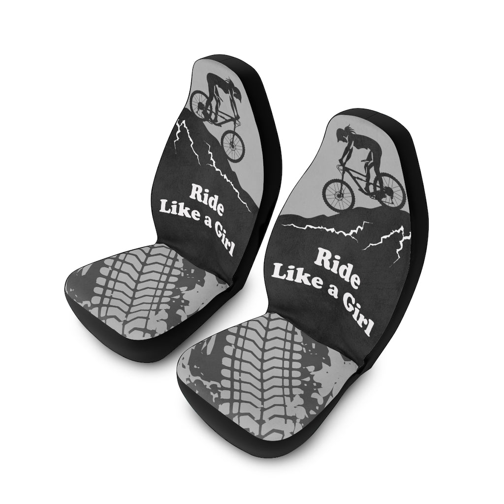 Ride Like a Girl - Car Seat Covers - Black and Gray - Set of Two - Car - Truck - SUV