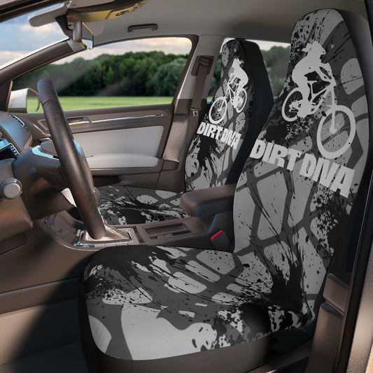 Dirt Diva - Car Seat Covers - Grey and Black - Set of Two - Car - Truck -SUV