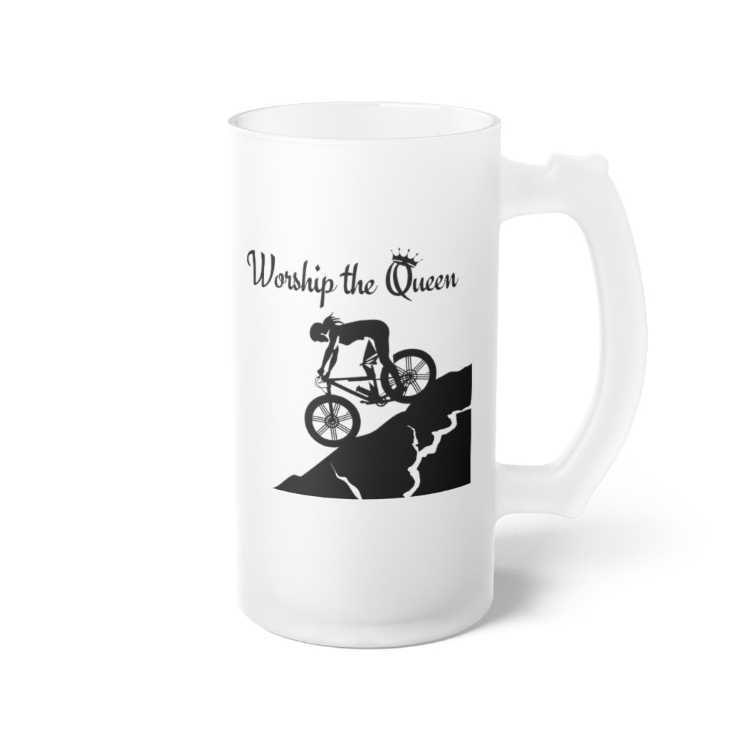 Worship the Queen (QOM) Frosted Glass Beer Mug