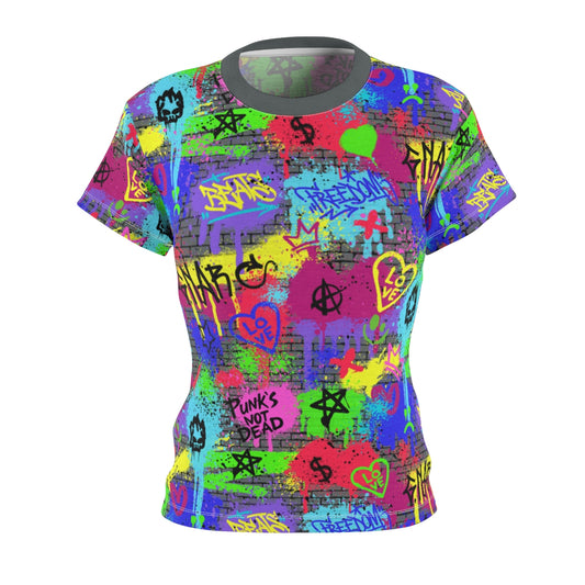 Women's All Over Print - Grafitti - Lightweight Short Sleeve Activewear Shirt - Moisture Wicking - Quick Dry