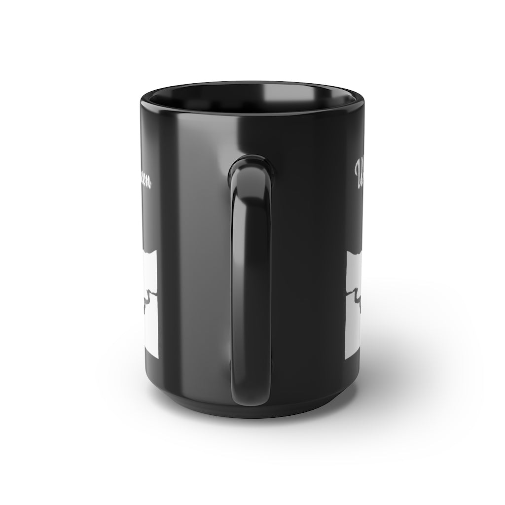 Worship the Queen of the Mountain (QOM) - Mountain biking - Black Mug, 15oz