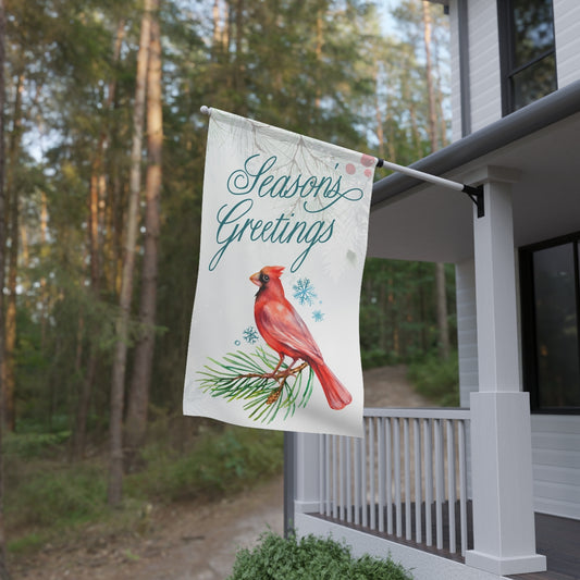 Seasons Greetings Cardinal House Banner Flag