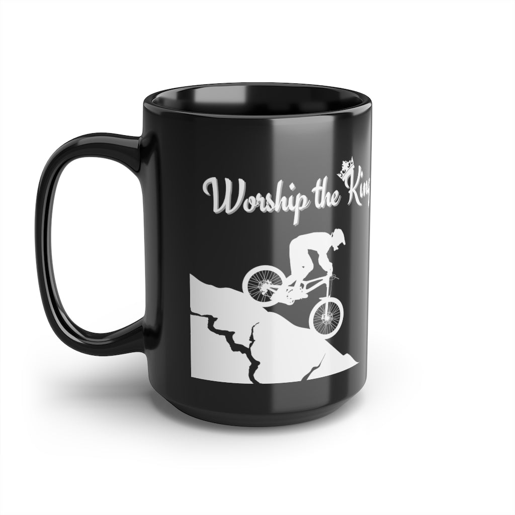 Worship the King - KOM - Mountain biking - Black Mug, 15oz