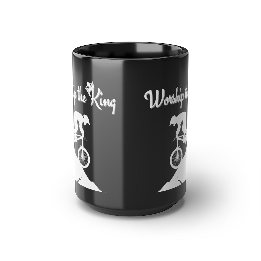 Worship the King - KOM - Mountain biking - Black Mug, 15oz
