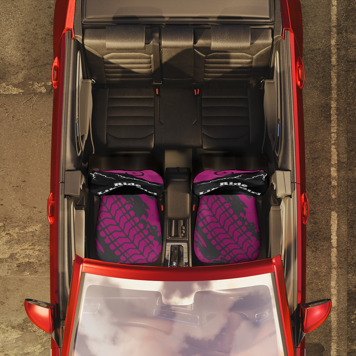 Ride Like a Girl - Car Seat Covers- Pink and Black - Set of Two - Car - Truck - SUV