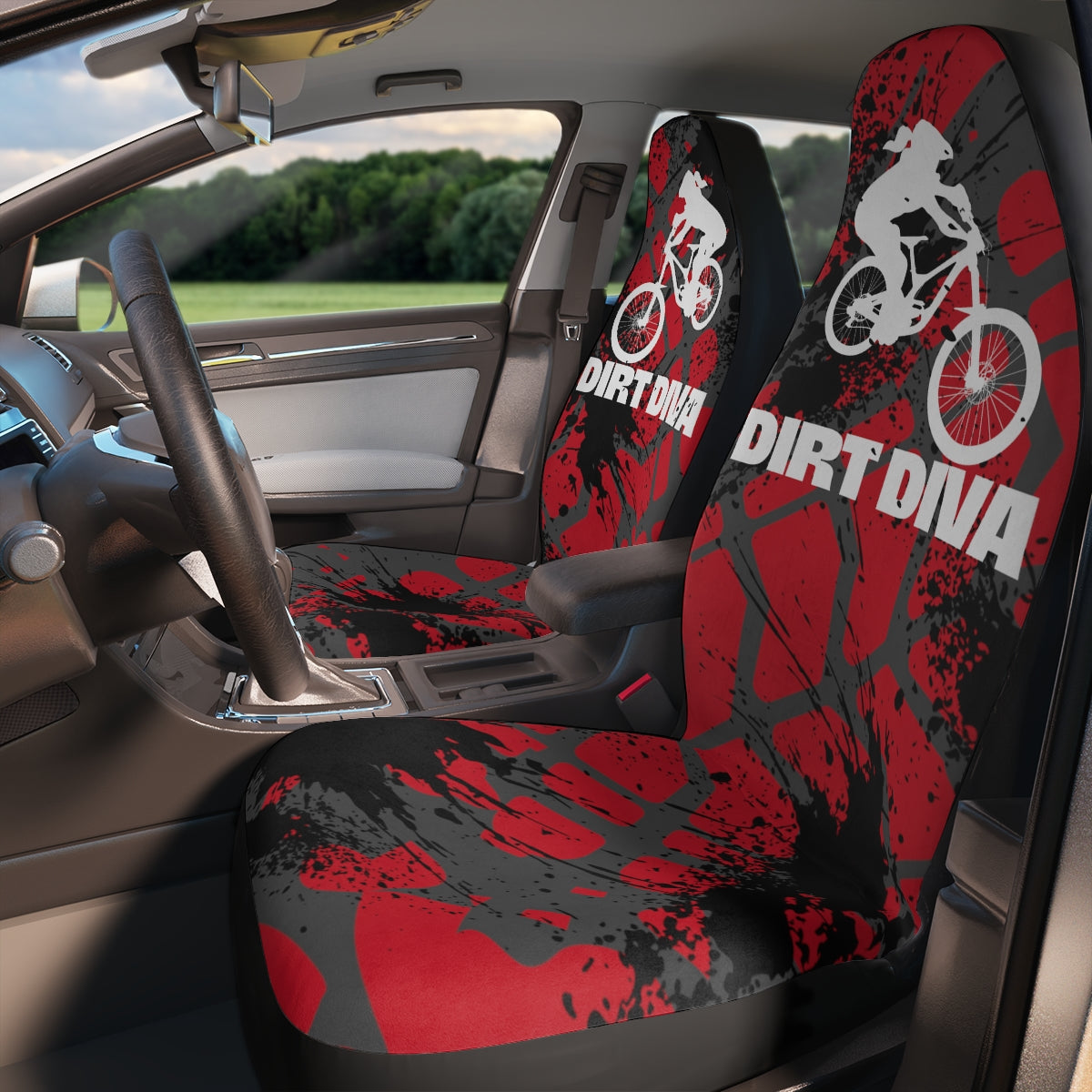 Dirt Diva - Car Seat Covers -  Red - Set of 2 - Car - Truck - SUV