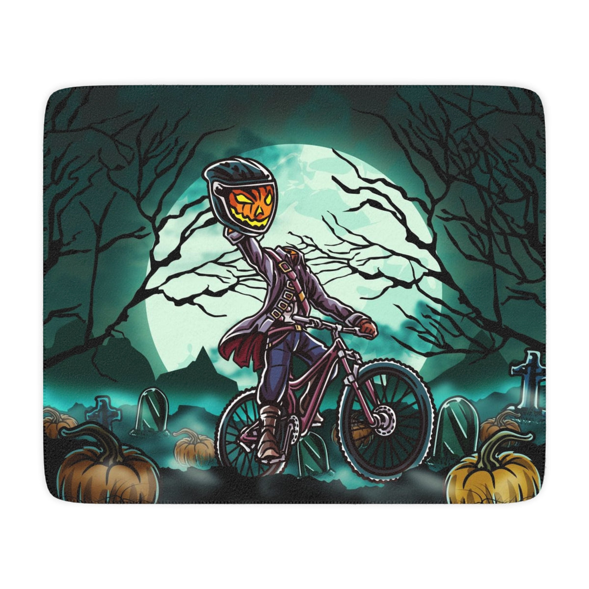 Spooky Headless Mountain Biker - Tan Sherpa Blanket