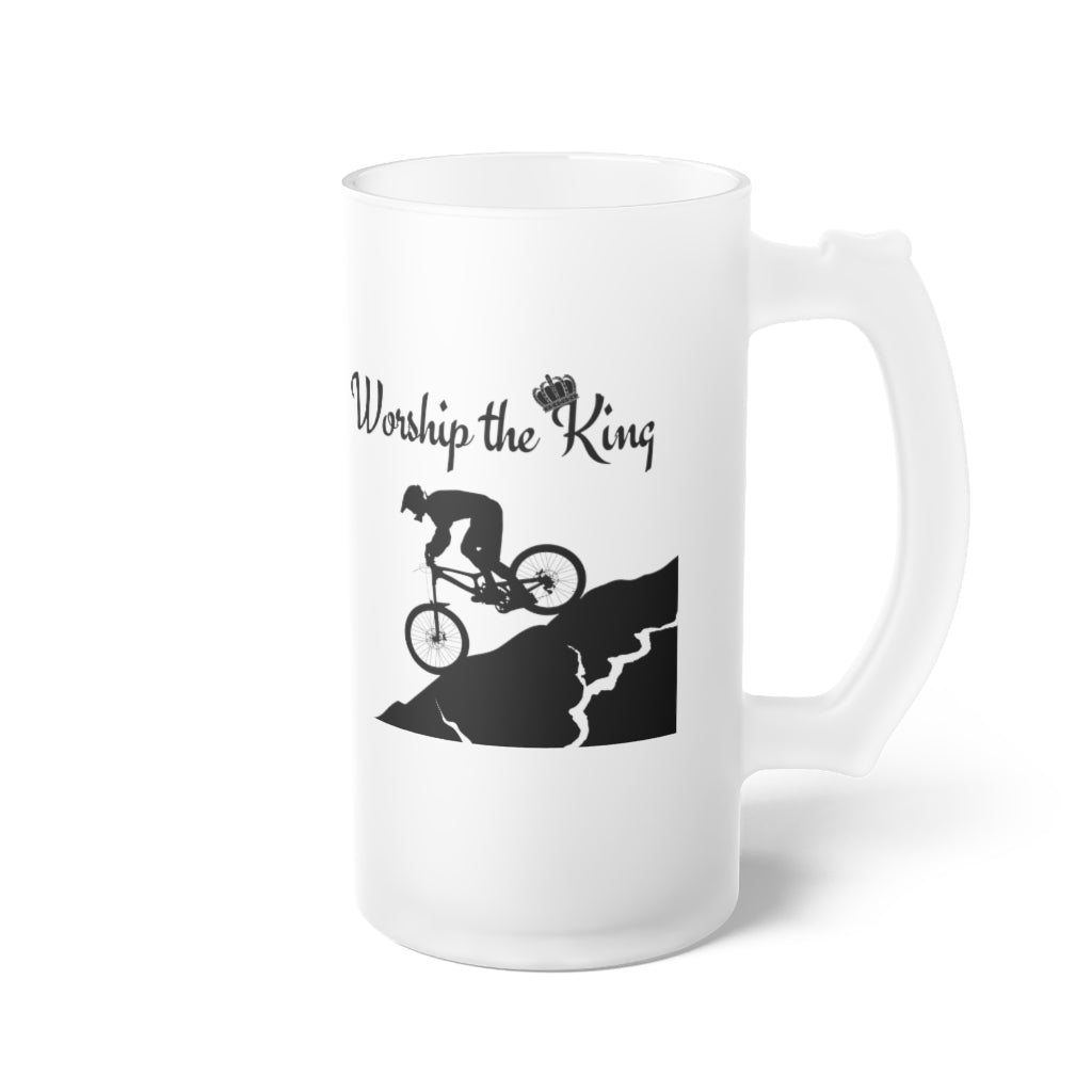 Worship the King (KOM) Frosted Glass Beer Mug