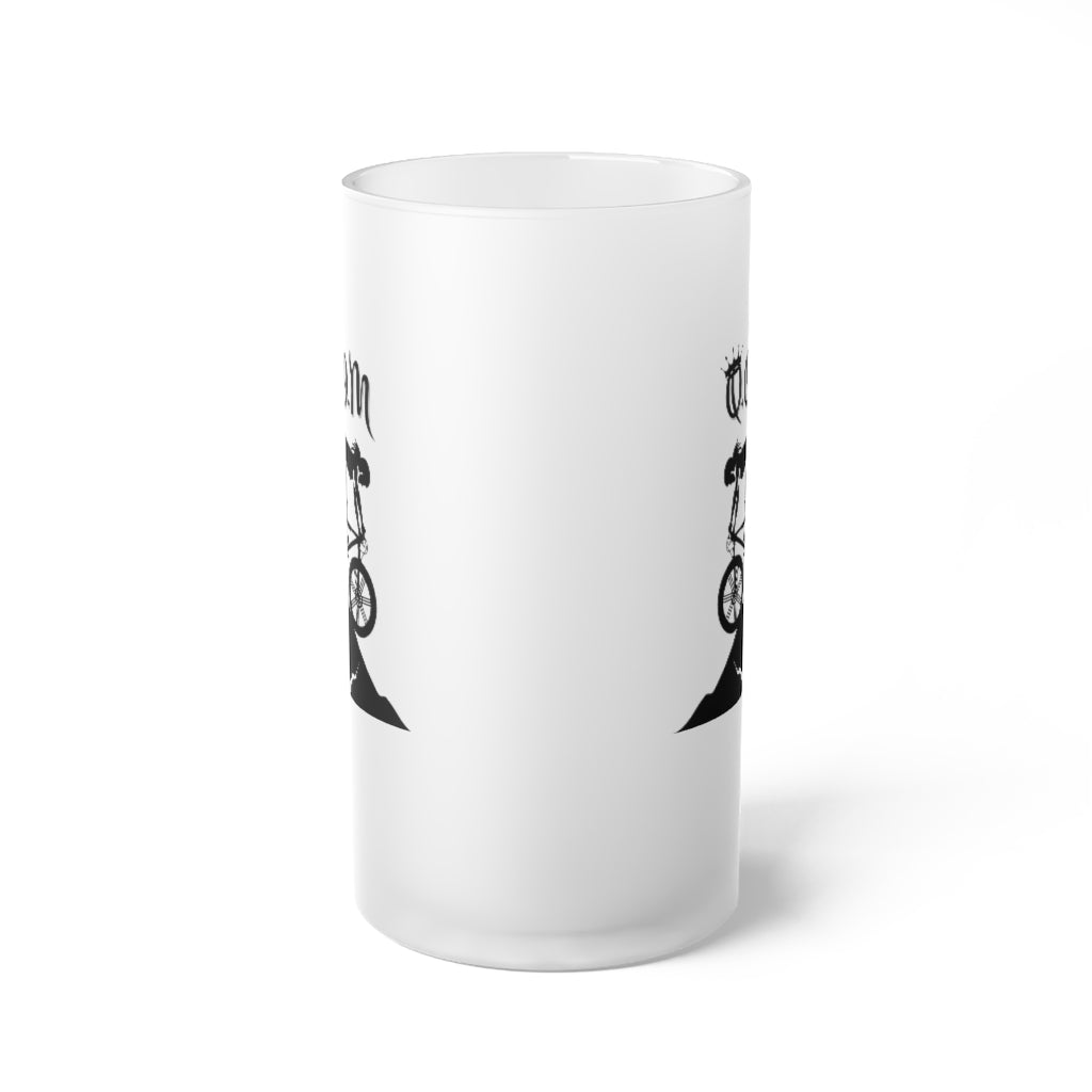 Queen of the Mountain (QOM) Frosted Glass Beer Mug
