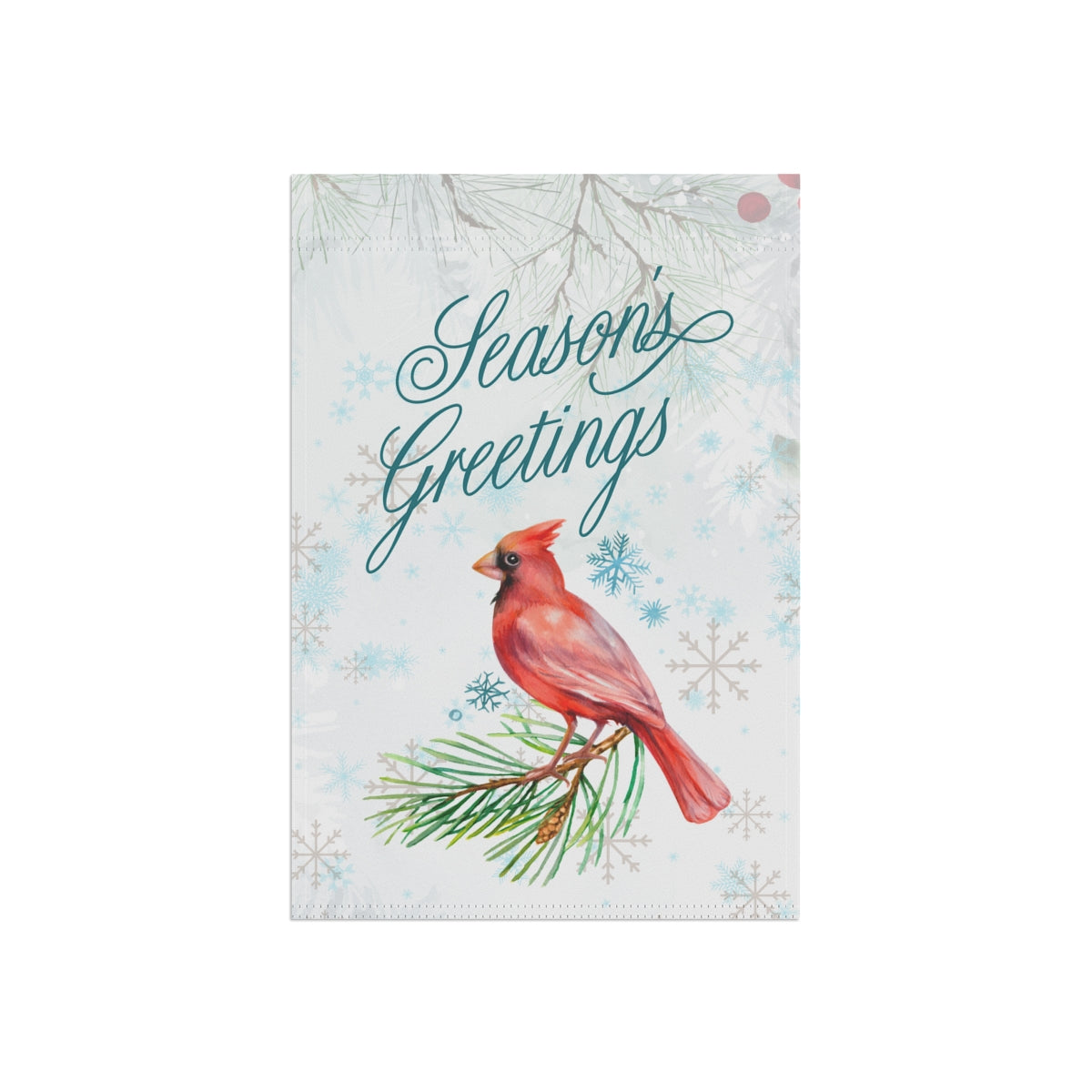 Season's Greetings Cardinal - Small 12" X 18" Holiday Banner Flag