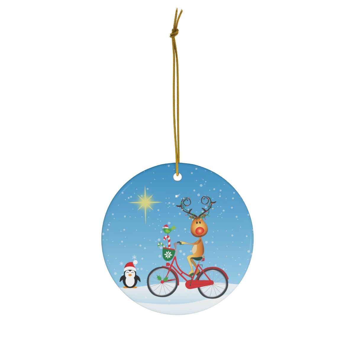 Happy Holidays Reindeer Ceramic Ornament, 1-Pack