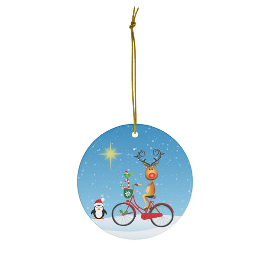Happy Holidays Reindeer Ceramic Ornament, 1-Pack