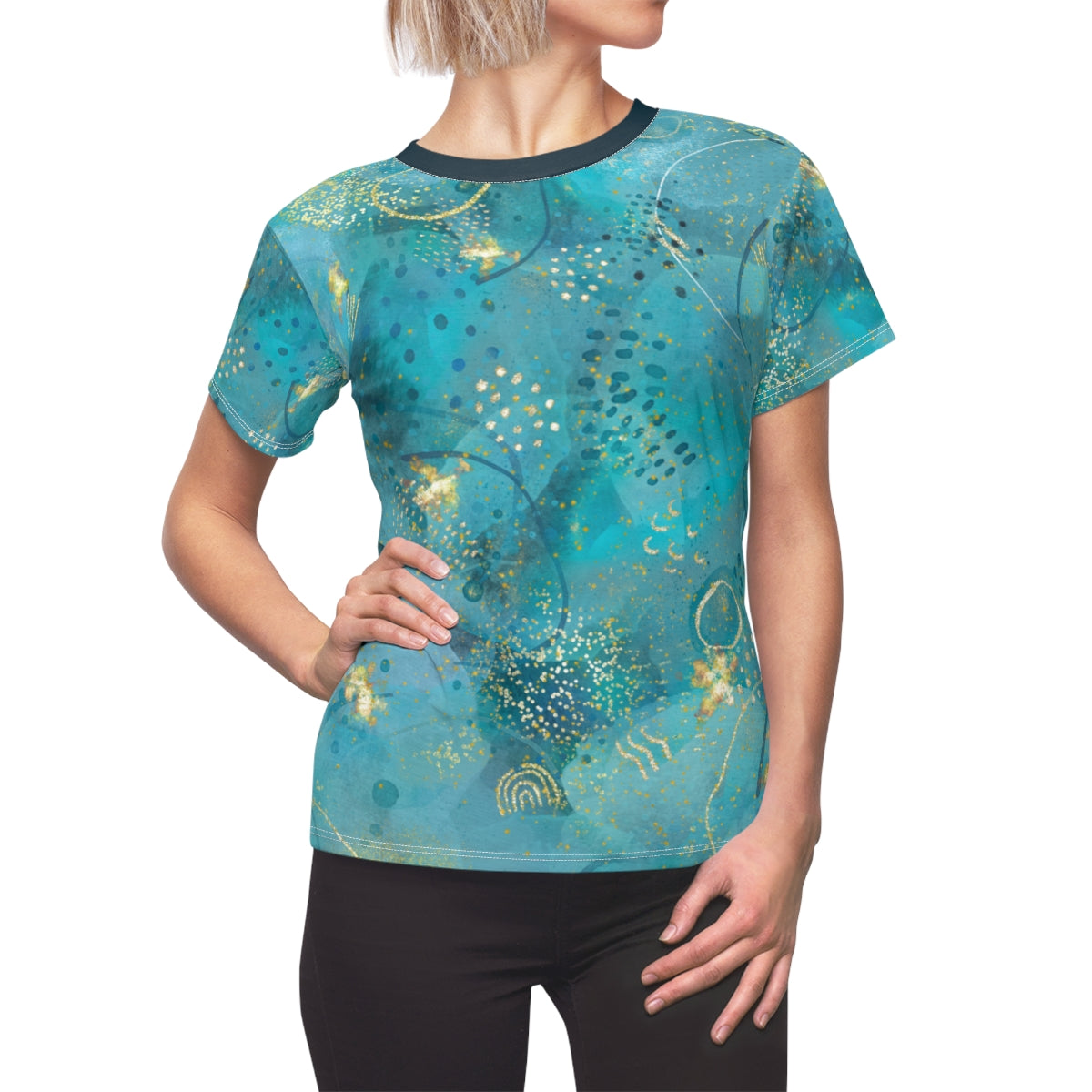 Women's All Over Print Lux Bubbles Lightweight Short Sleeve Activewear Shirt - Moisture wicking - Quick Dry