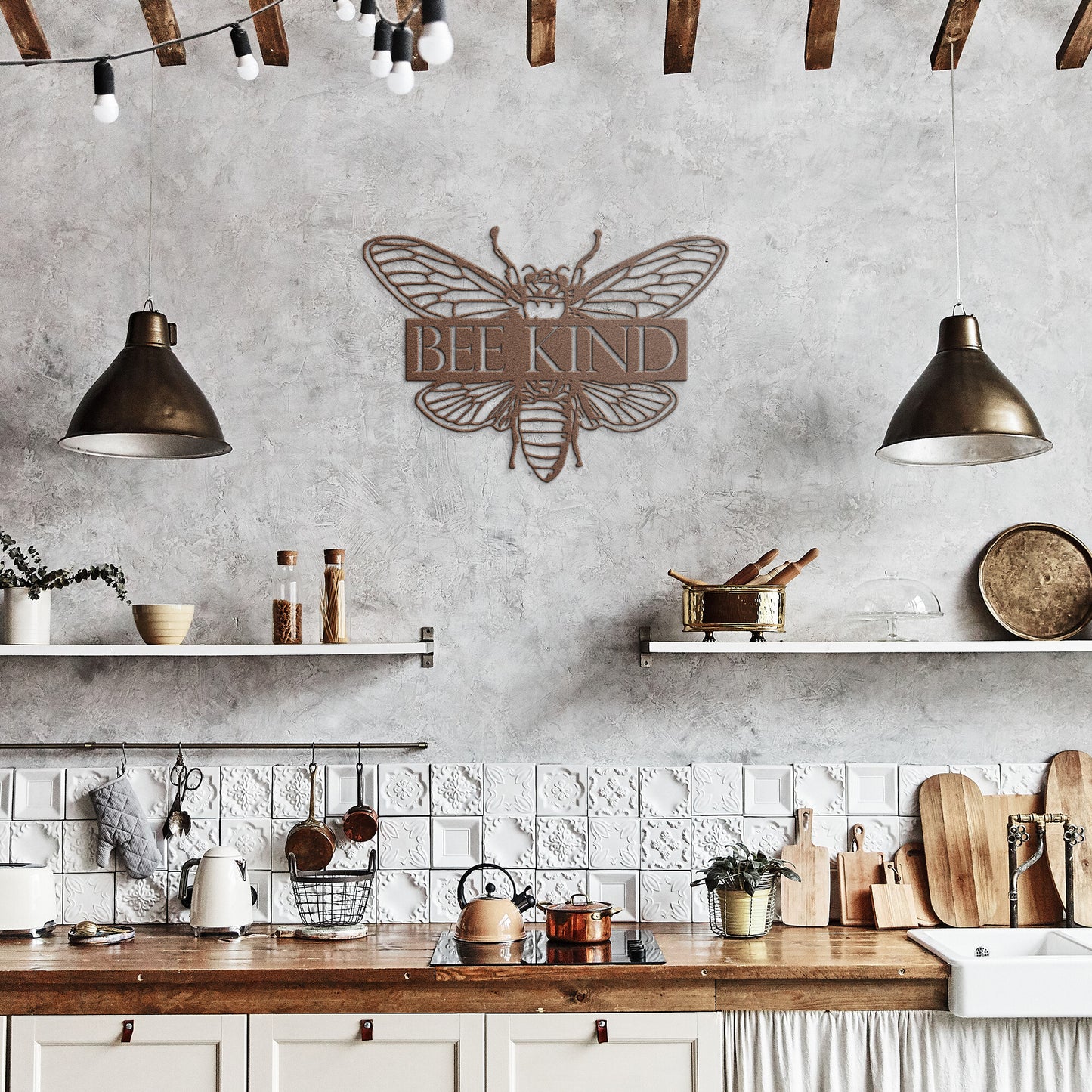 Bee Kind Die Cut Metal Wall Art Sign for Home and Garden