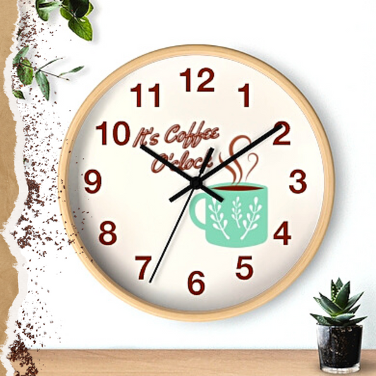 It's Coffee O'clock Wall Clock for Kitchen and Coffee Station