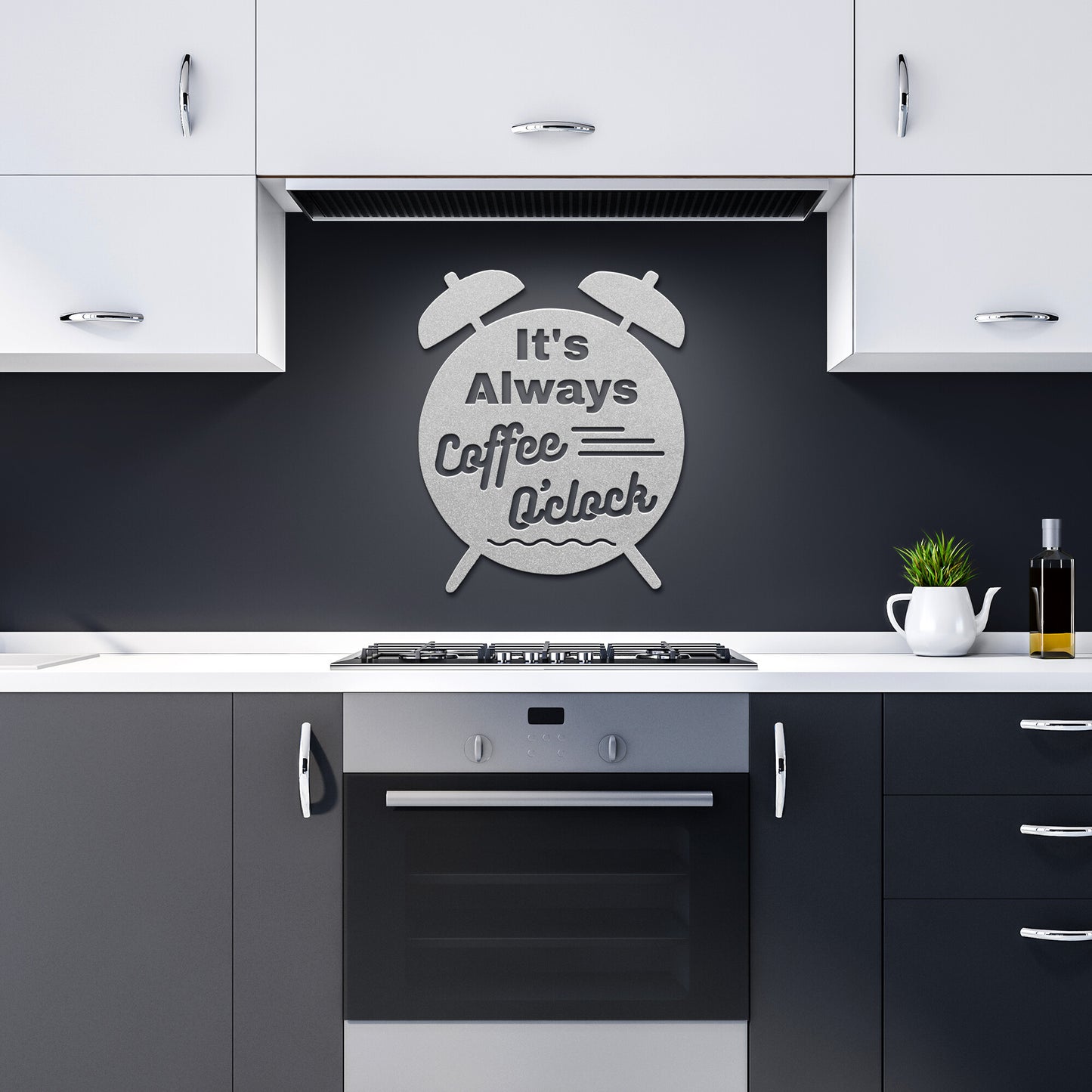 It's Coffee O'clock Die Cut Metal Wall Art Sign