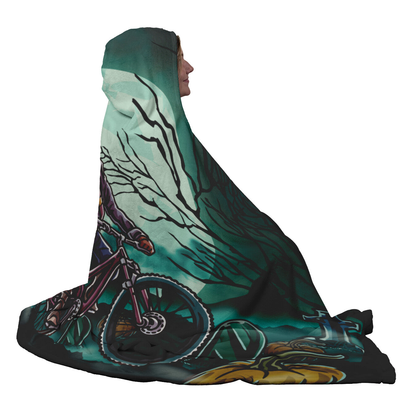 Mountain Bike-Themed Headless Rider Hooded Blanket