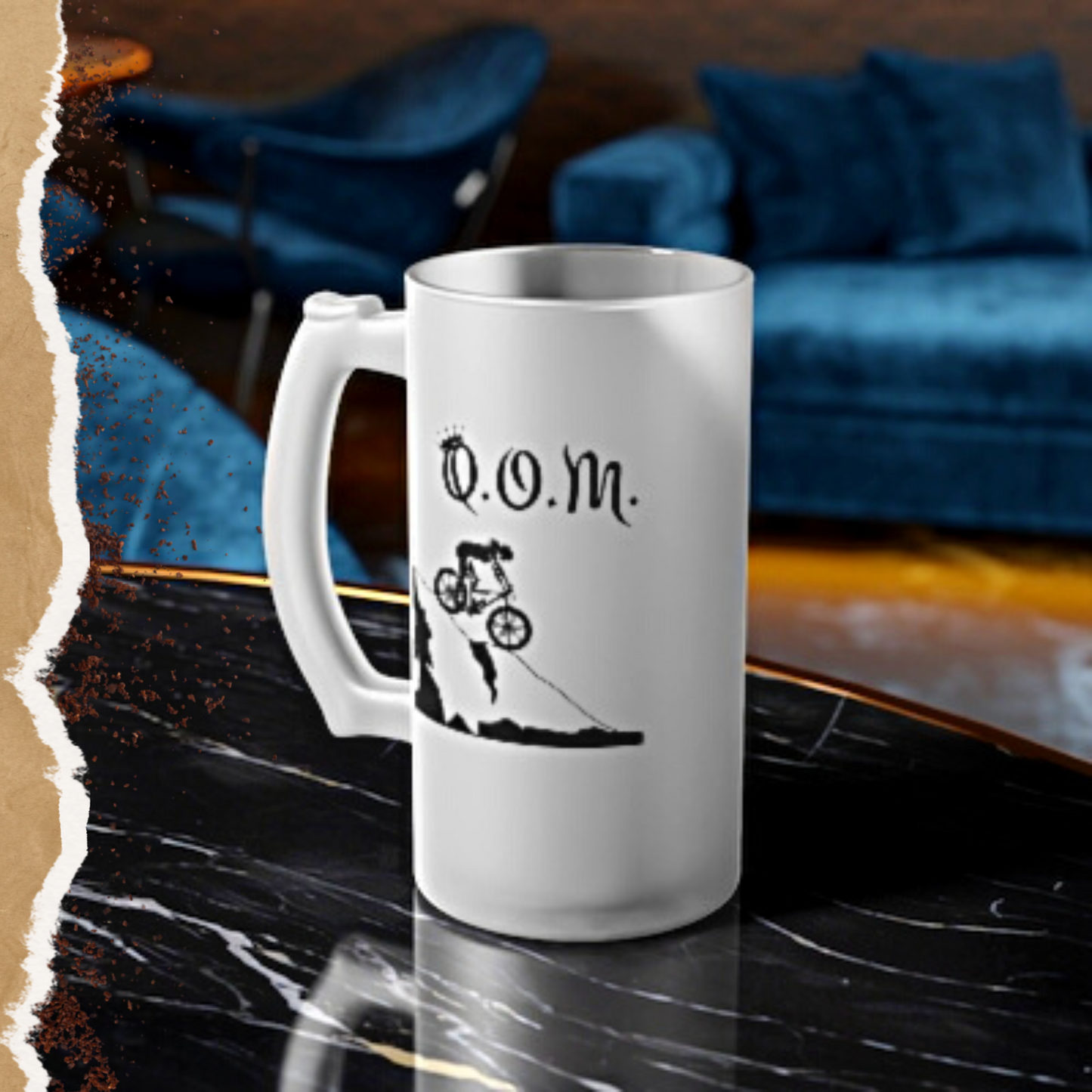 Queen of the Mountain (QOM) Frosted Glass Beer Mug