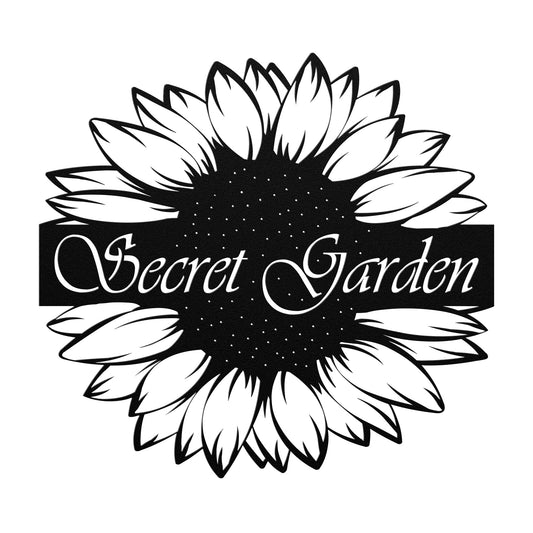 Secret Garden Sunflower Die Cut Metal Wall Art Sign