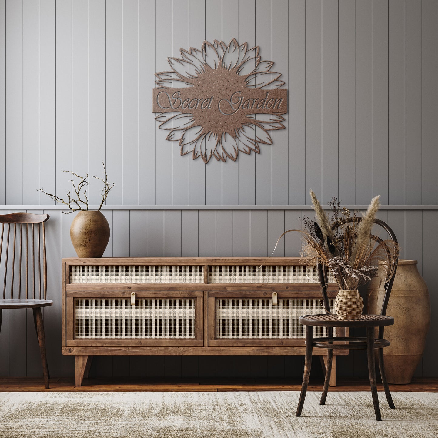 Secret Garden Sunflower Die Cut Metal Wall Art Sign