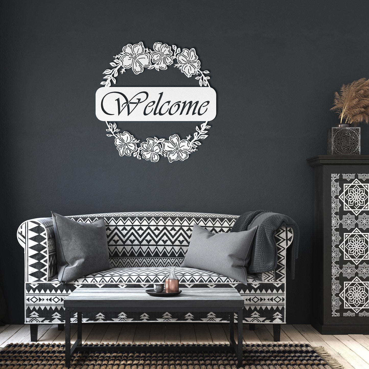 Welcome Die Cut Metal Sign Wall Art
