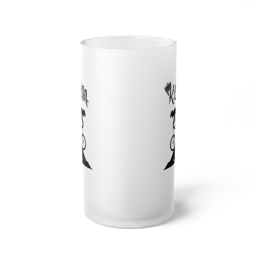 King of the Mountain (KOM) Frosted Glass Beer Mug