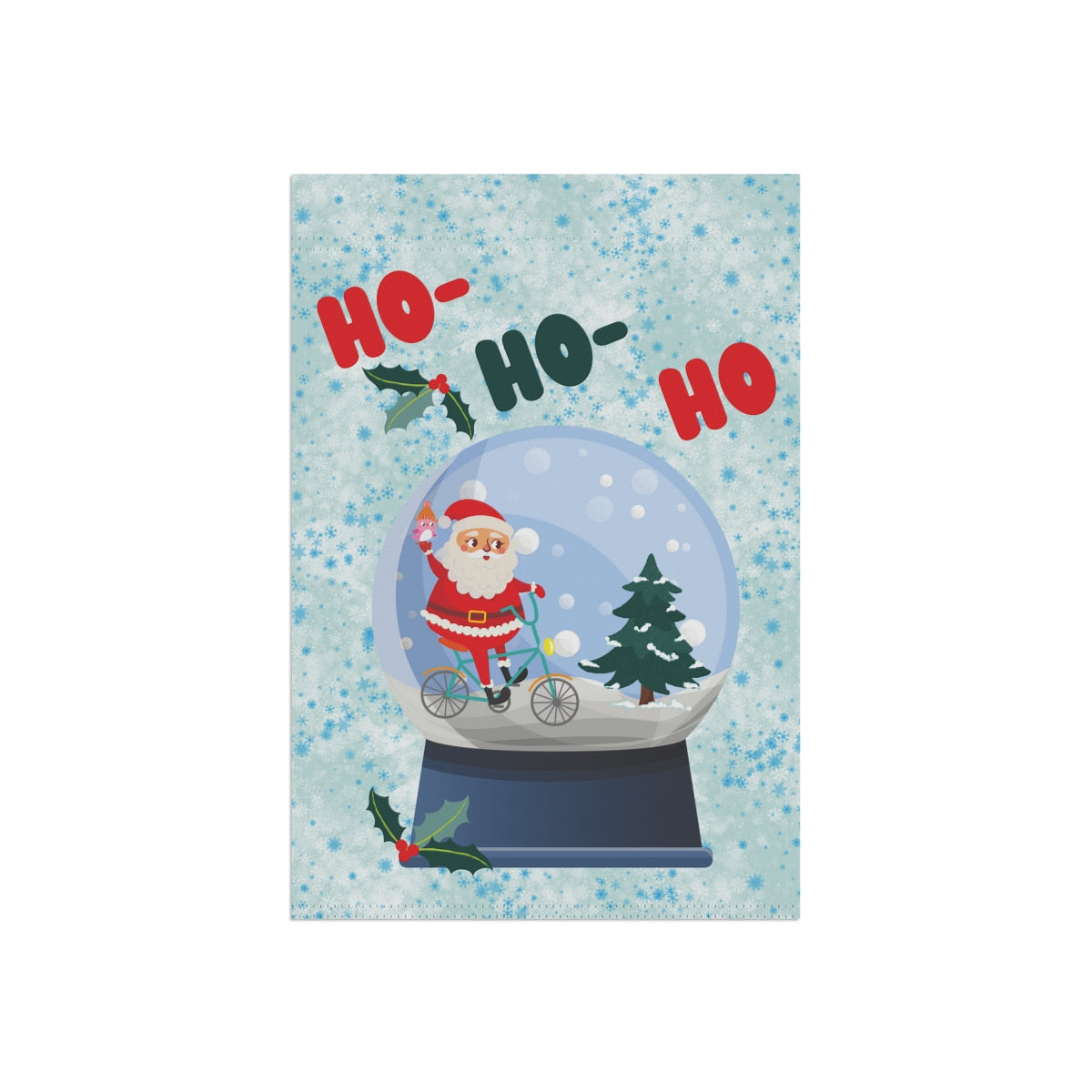 Ho Ho Ho Snowglobe - Small 12" X 18" Holiday Banner Flag