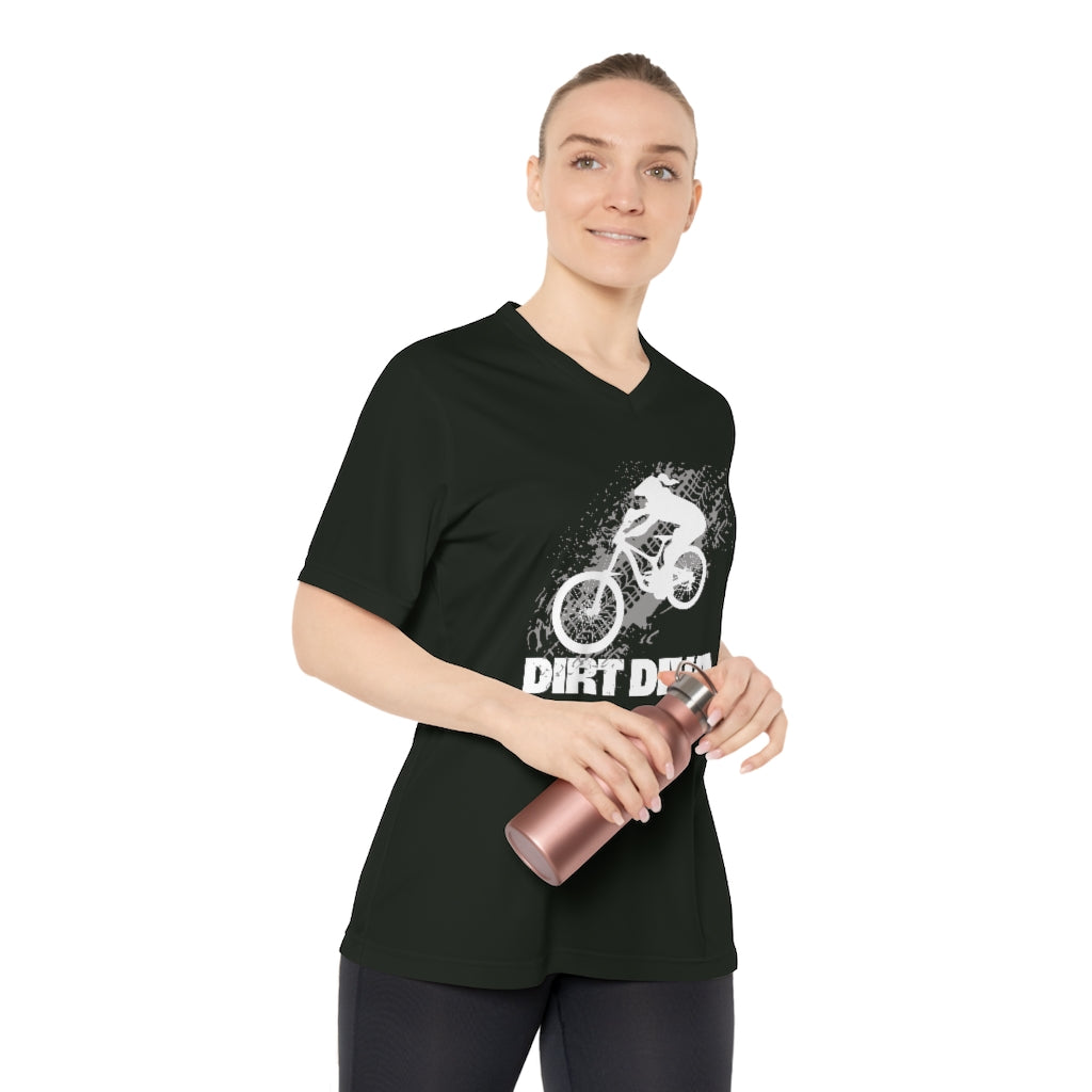 Dirt Diva - Black - Women's Lightweight Performance V-Neck T-Shirt - Moisture Wicking UV40+ protection
