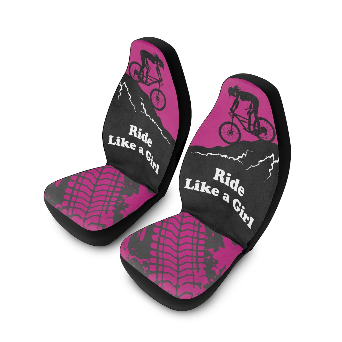 Ride Like a Girl - Car Seat Covers- Pink and Black - Set of Two - Car - Truck - SUV