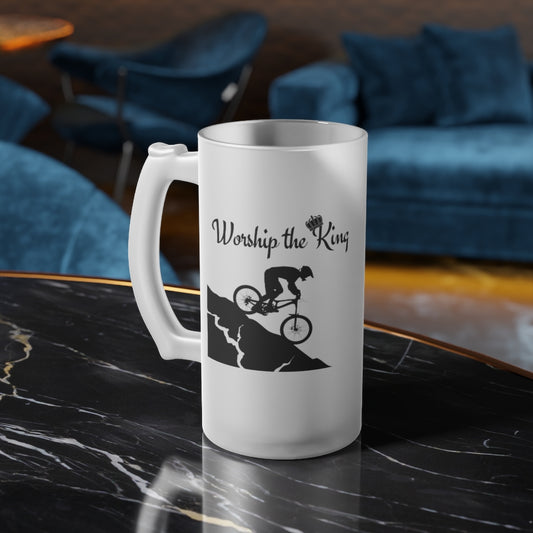 Worship the King (KOM) Frosted Glass Beer Mug