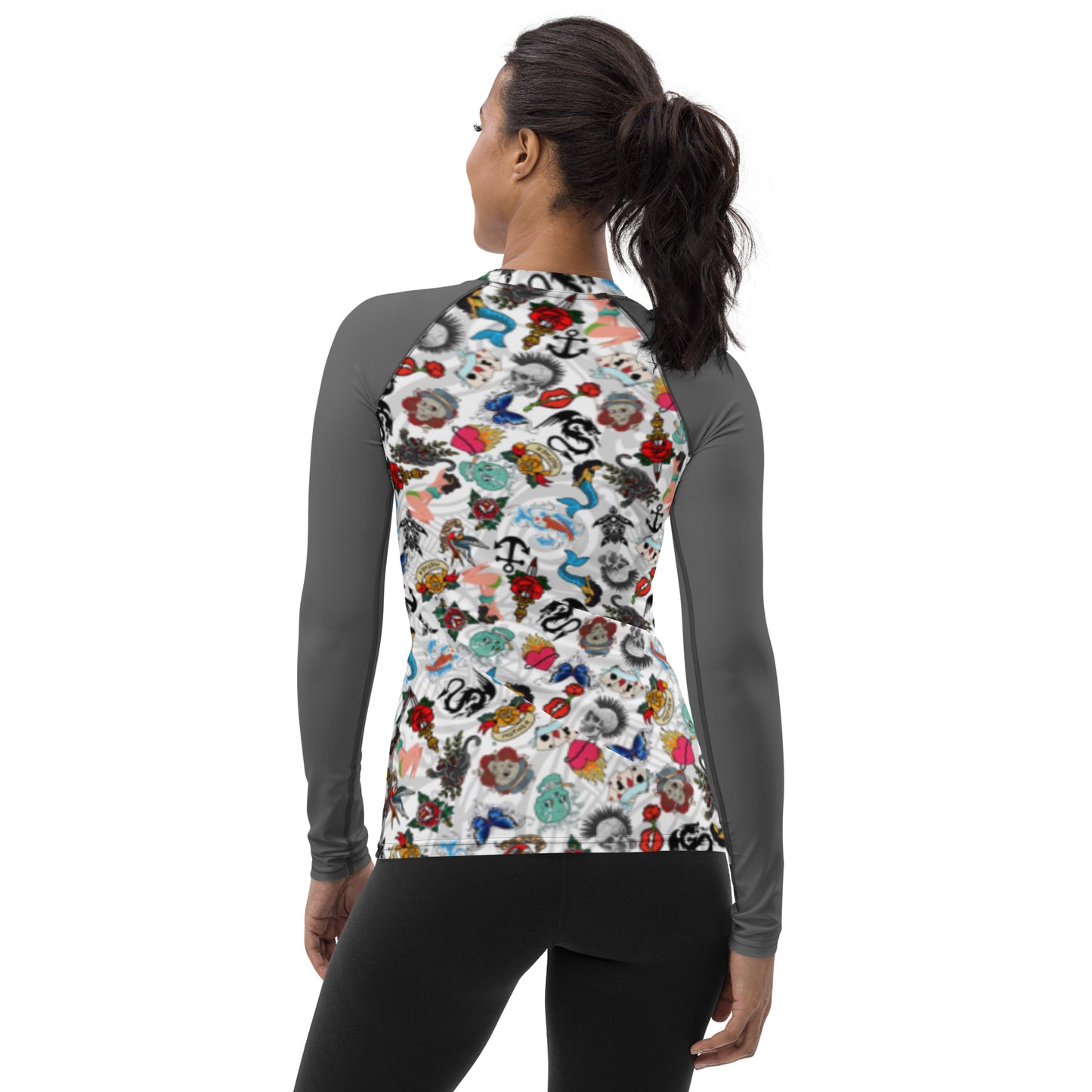 Women's All Over Print -Tattooed Lightweight Long Sleeve Performance Shirt - 50+ UV Protection - Moisture Wicking