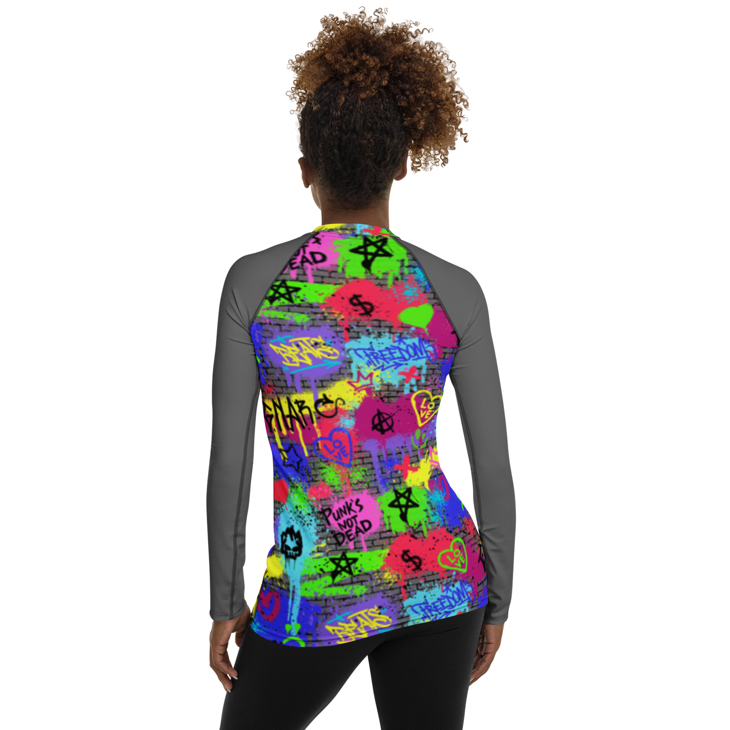 Women's All Over Print- Grafitti - Lightweight Long Sleeve Performance Shirt - 50+ UV Protection - Moisture Wicking