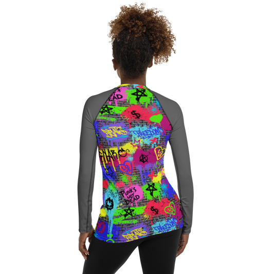 Women's All Over Print- Grafitti - Lightweight Long Sleeve Performance Shirt - 50+ UV Protection - Moisture Wicking