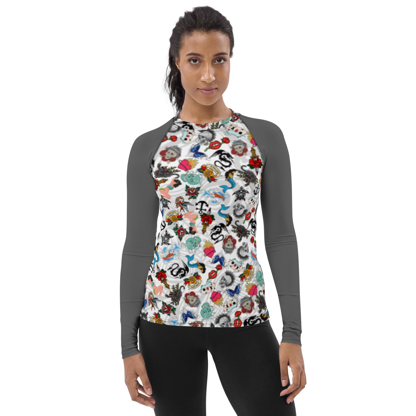 Women's All Over Print -Tattooed Lightweight Long Sleeve Performance Shirt - 50+ UV Protection - Moisture Wicking