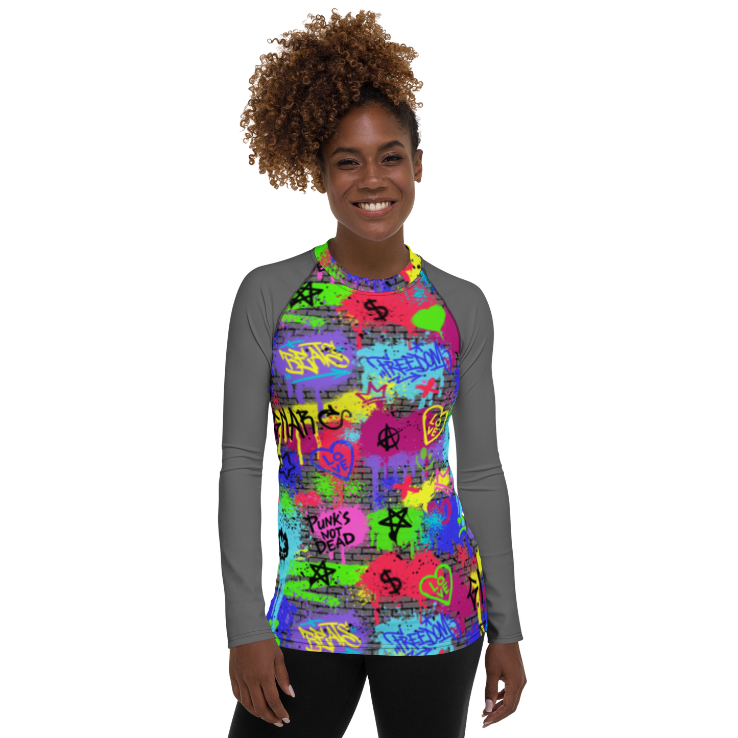 Women's All Over Print- Grafitti - Lightweight Long Sleeve Performance Shirt - 50+ UV Protection - Moisture Wicking