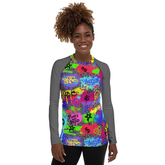 Women's All Over Print- Grafitti - Lightweight Long Sleeve Performance Shirt - 50+ UV Protection - Moisture Wicking