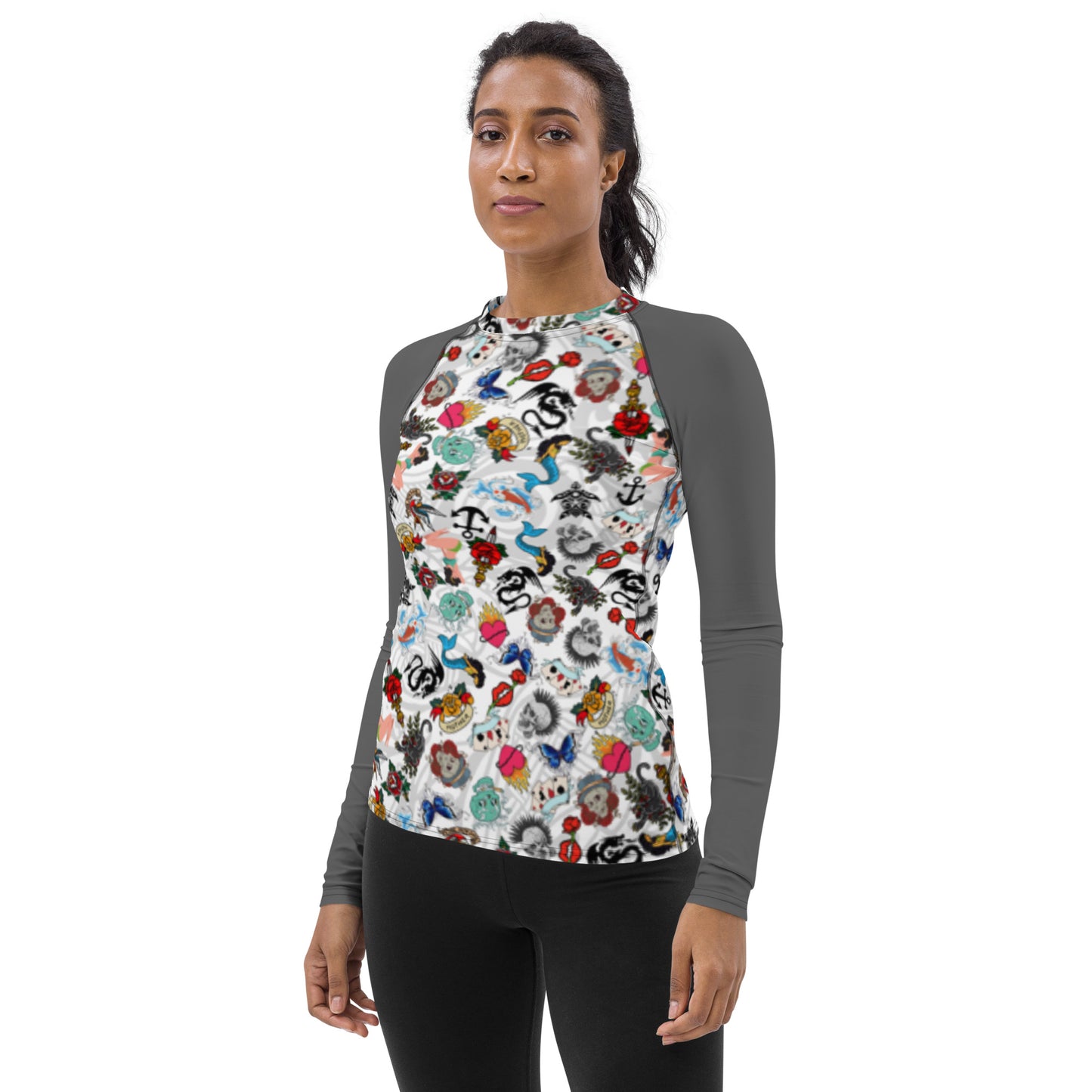 Women's All Over Print -Tattooed Lightweight Long Sleeve Performance Shirt - 50+ UV Protection - Moisture Wicking
