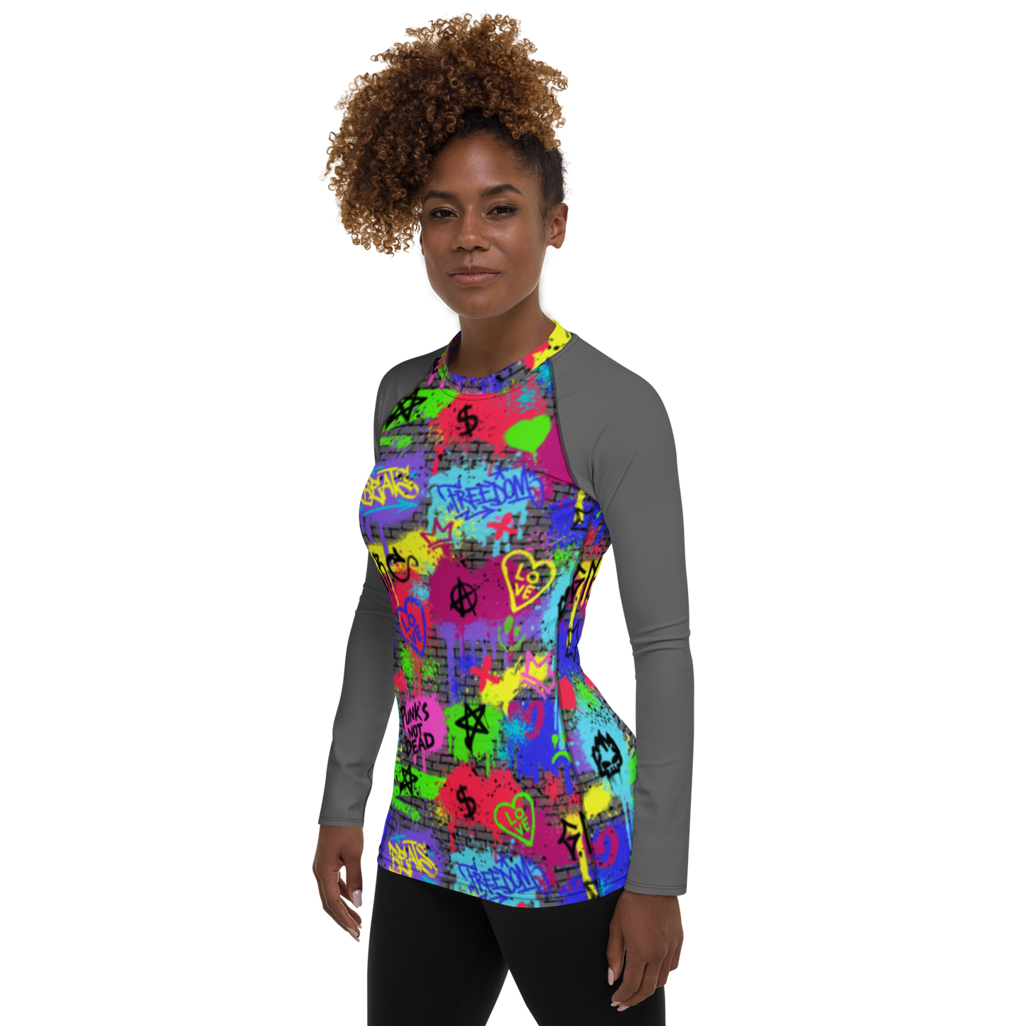 Women's All Over Print- Grafitti - Lightweight Long Sleeve Performance Shirt - 50+ UV Protection - Moisture Wicking