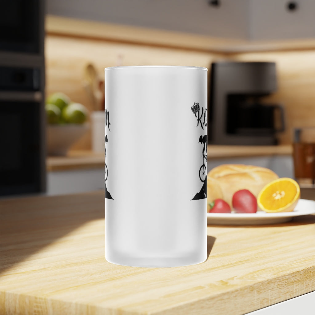 King of the Mountain (KOM) Frosted Glass Beer Mug