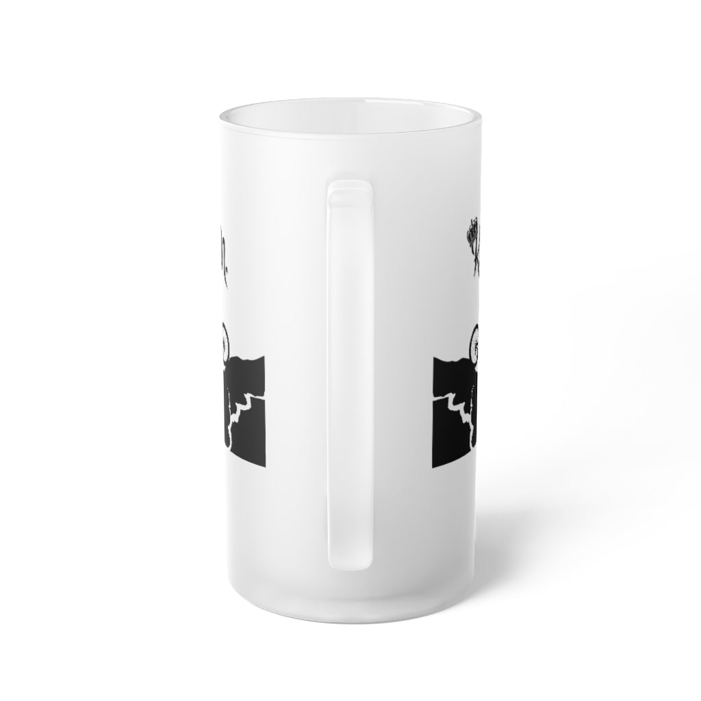 King of the Mountain (KOM) Frosted Glass Beer Mug
