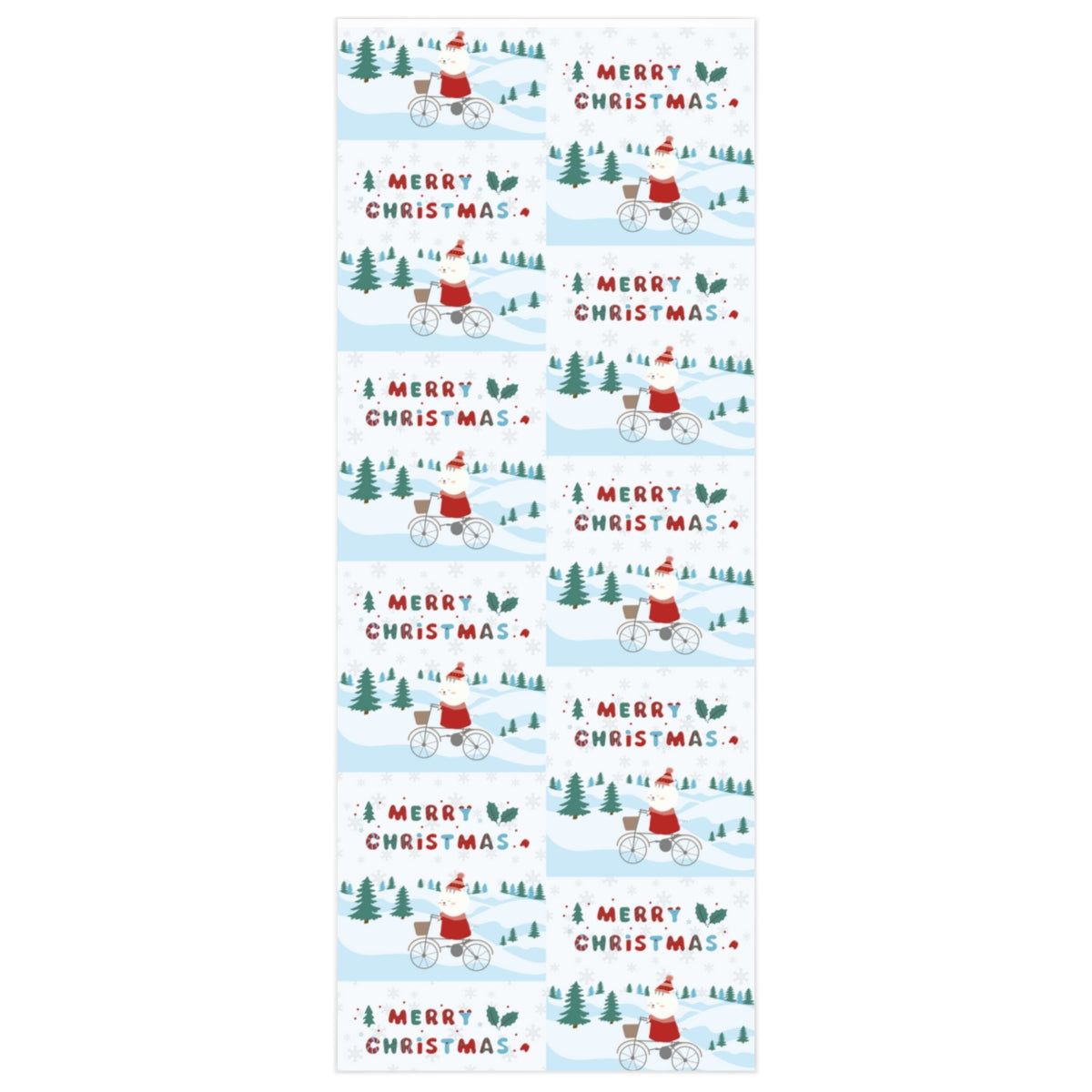 Merry Christmas Cycling Kitty Wrapping Paper